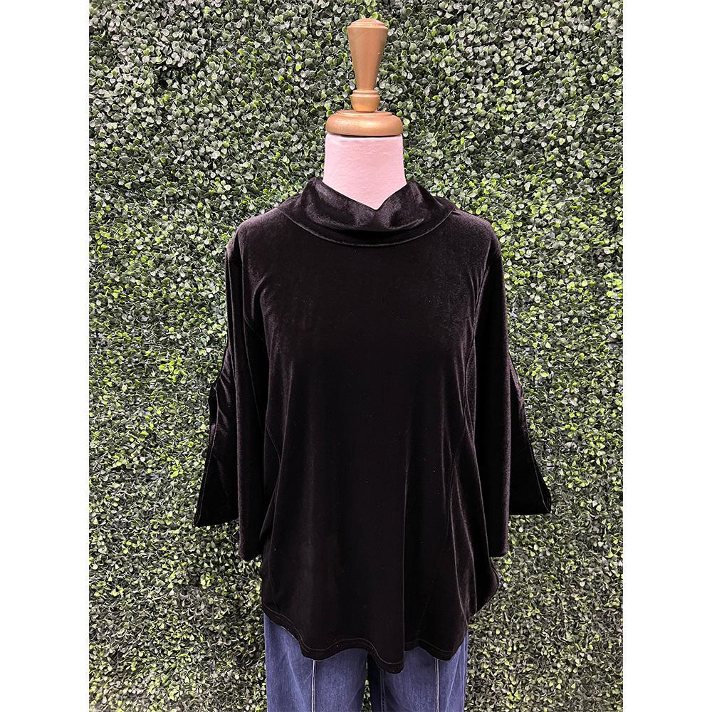 Laysha Black Velvet Mock Neck Top