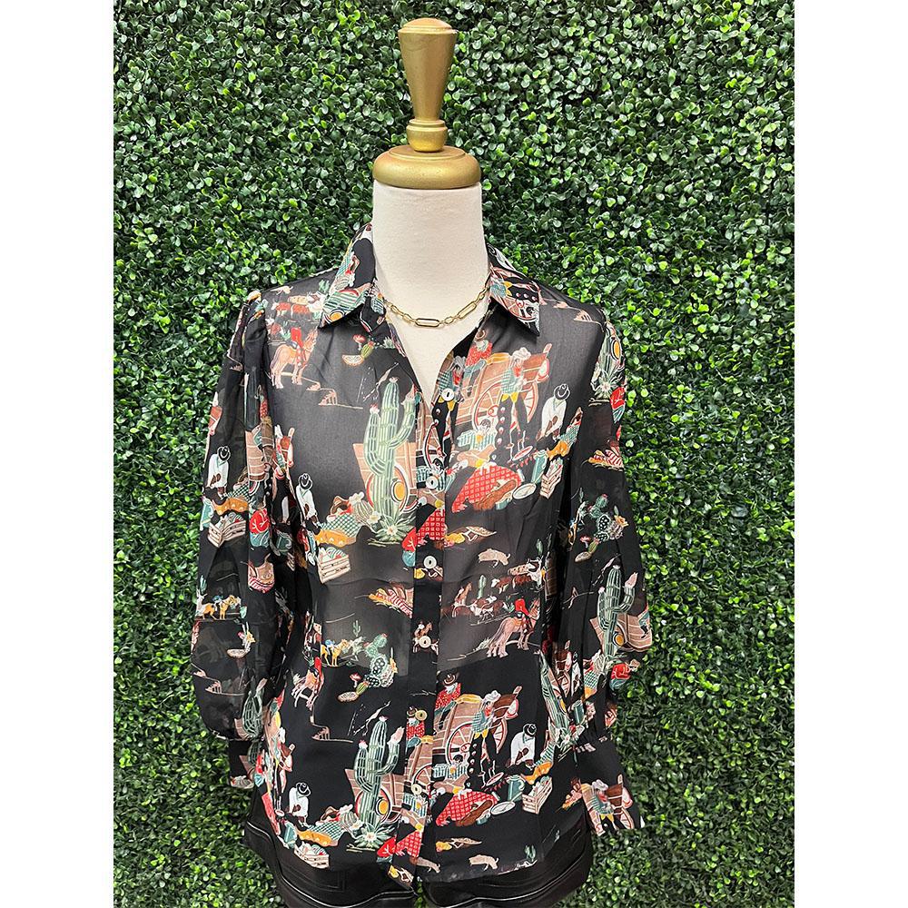 Black Wagon Collage Blouse