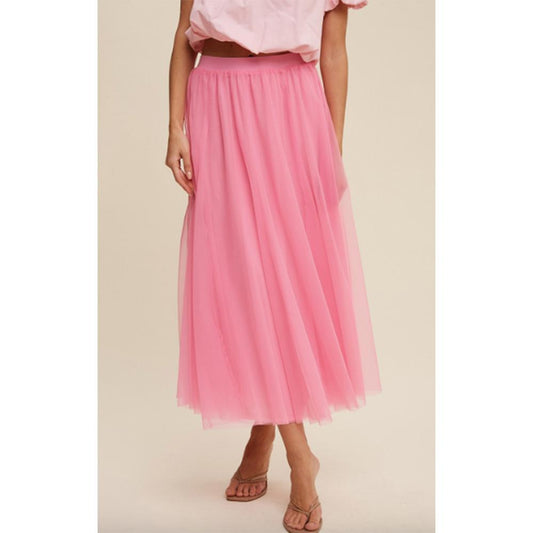 Bright Pink Maxi Tulle Skirt