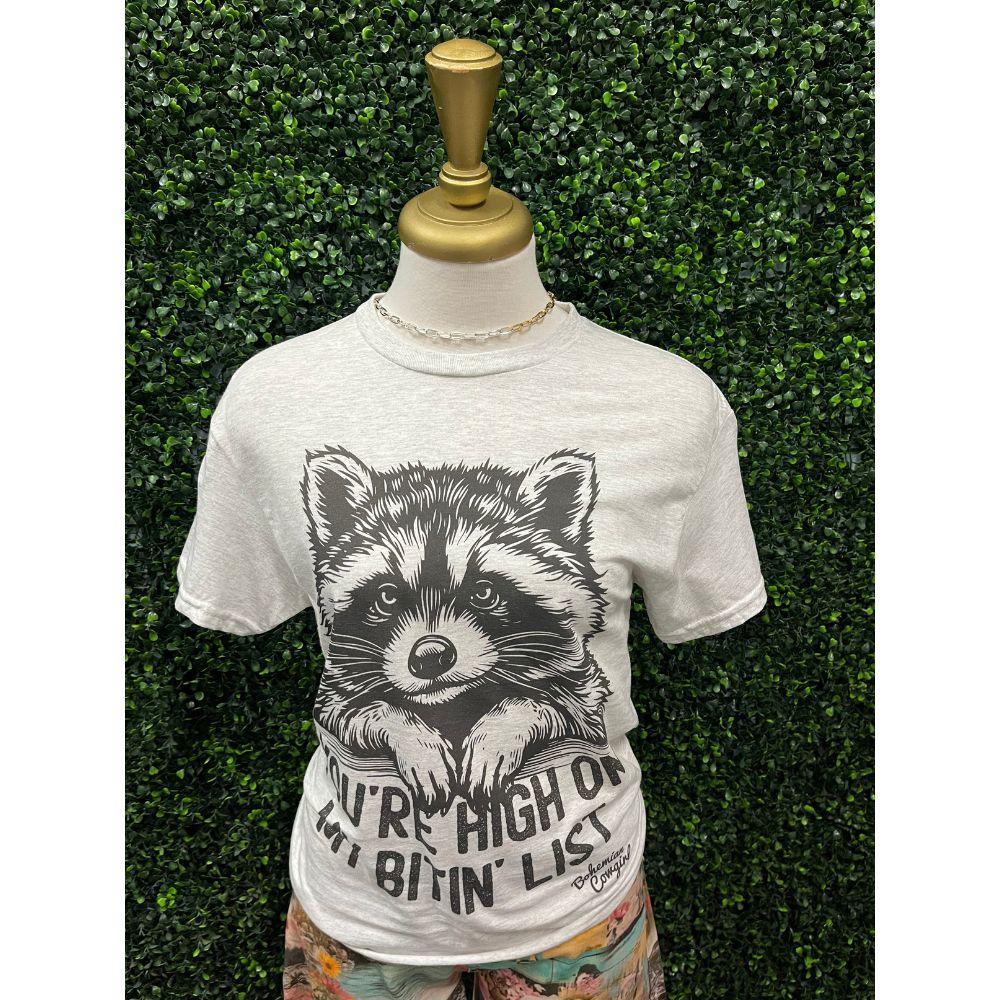 Racoon Bitin List Graphic Tee