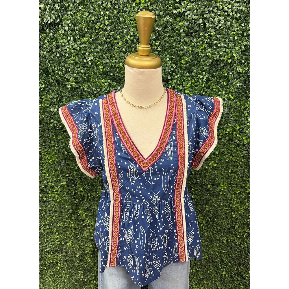 Fish in the Sea Short Sleeve Top