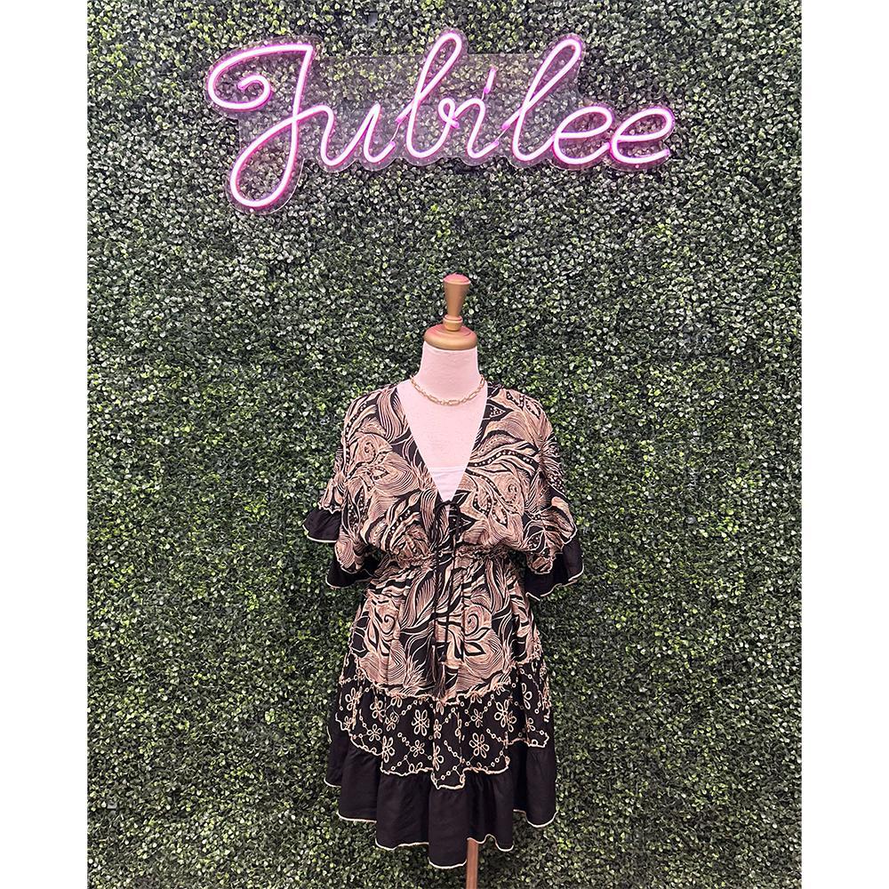 Christina Black and Tan Boho Dress