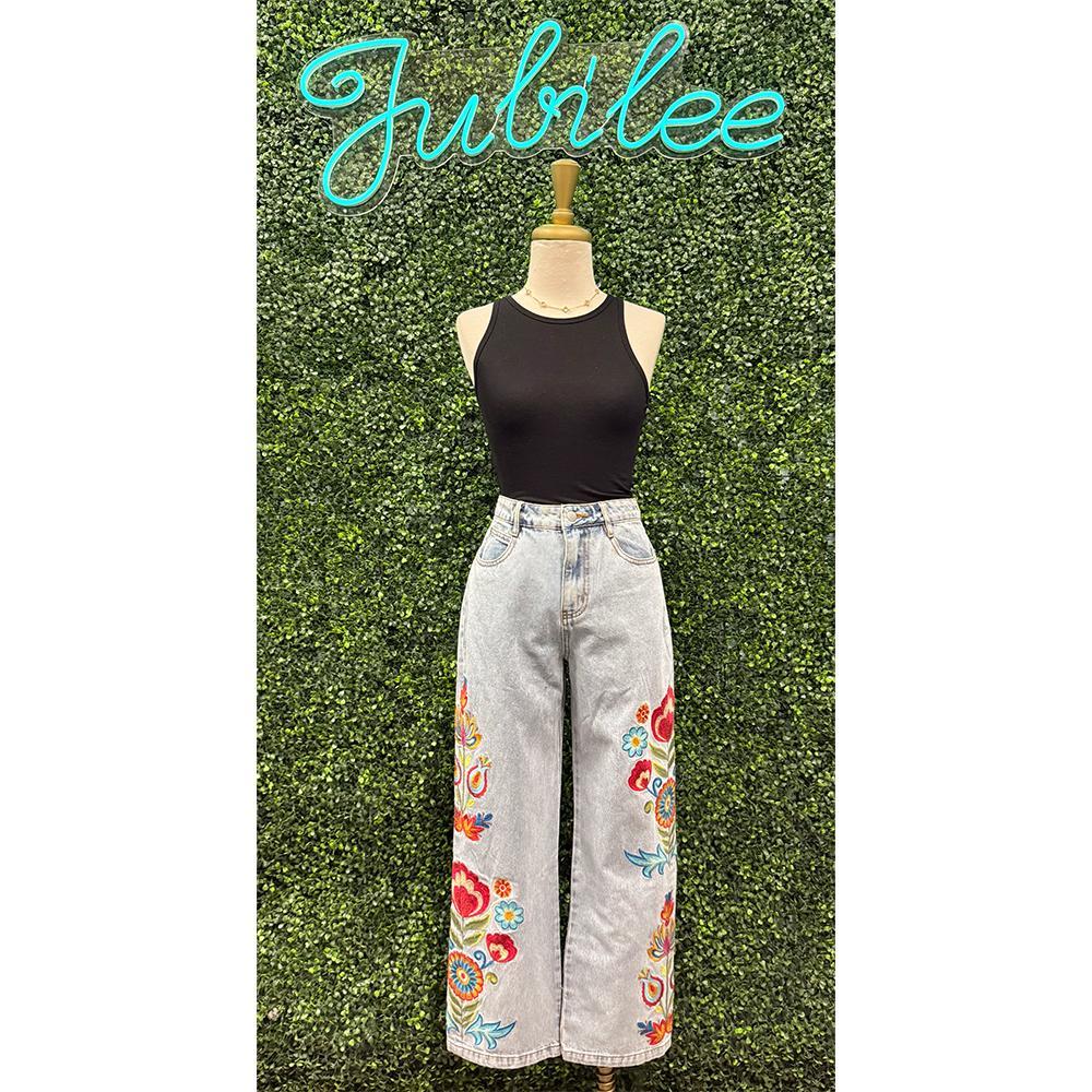Kira Flower Embroidered Jeans