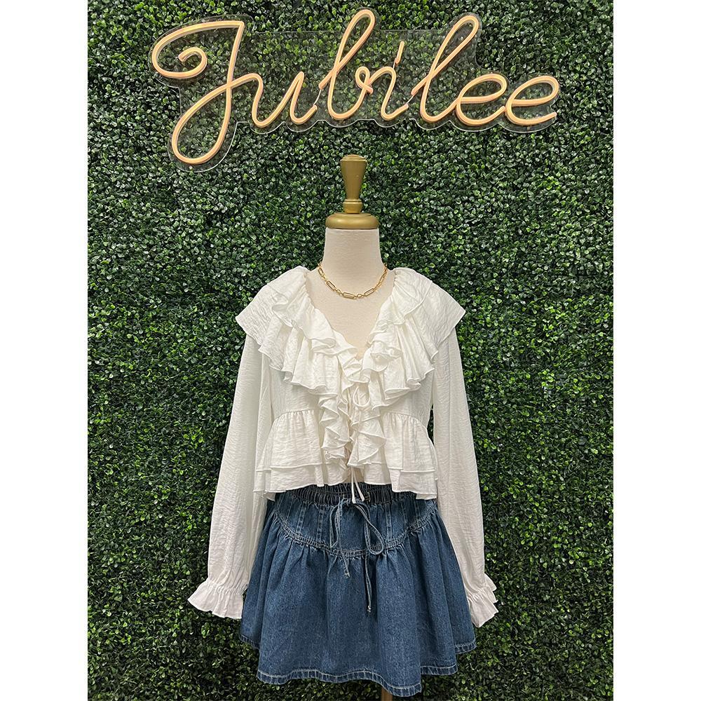 Kelli Pleated Denim Mini Skirt