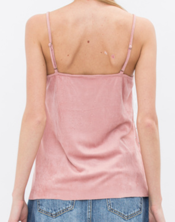 Mauve Rhinestone Suede Cami