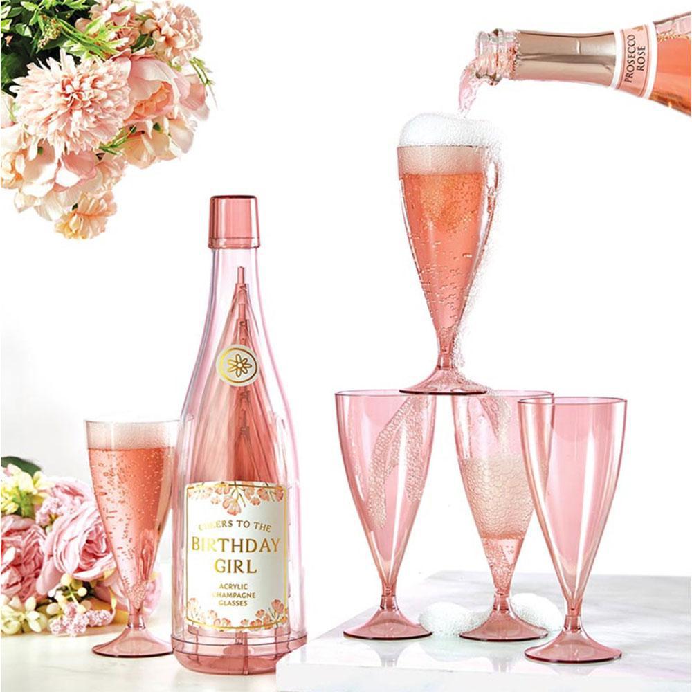Acrylic Stackable Champagne Glasses - Birthday Girl - Set of 5