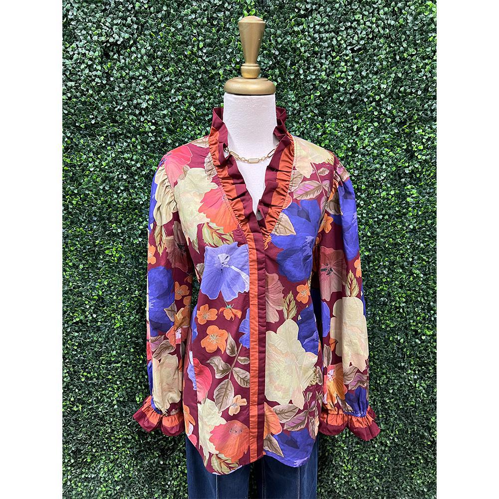 Violet Burgundy Ruffle Top