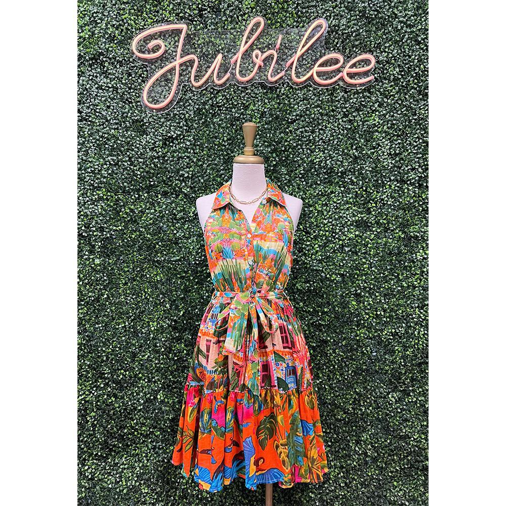 Rikki Tropical Panama Sleeveless Short Dress