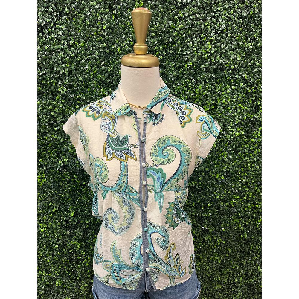 Maxine Green Paisley Top
