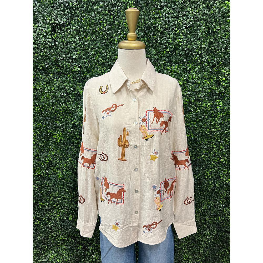 Harley Western Embroidered Button Up