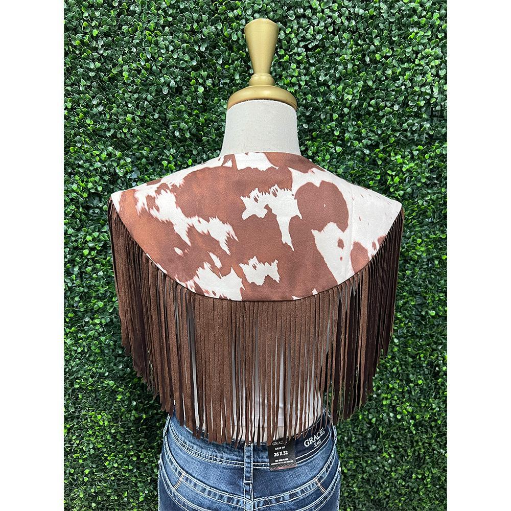 Cow Print Fringe Collar