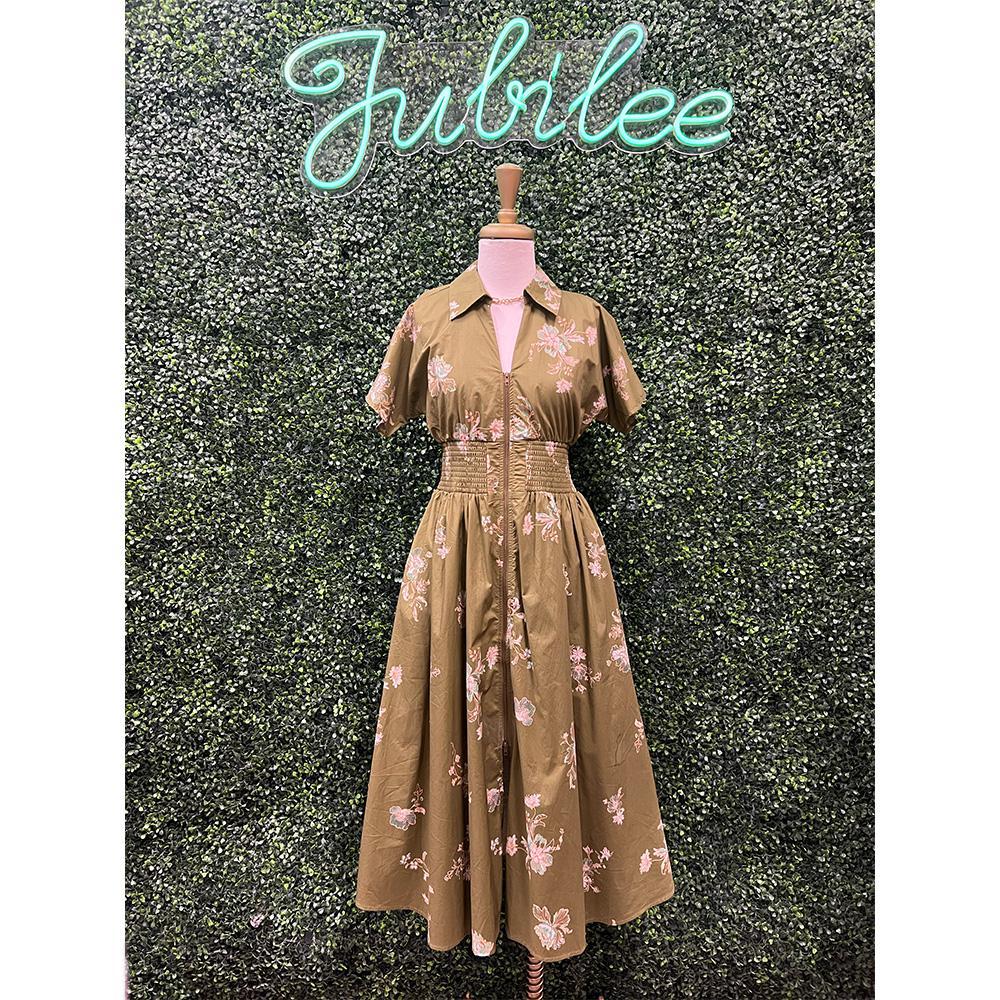 Cersei Olive Paisley Print Dress