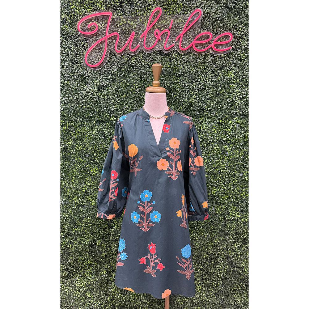 Taylor Floral Print 3/4 Sleeve Mini Dress