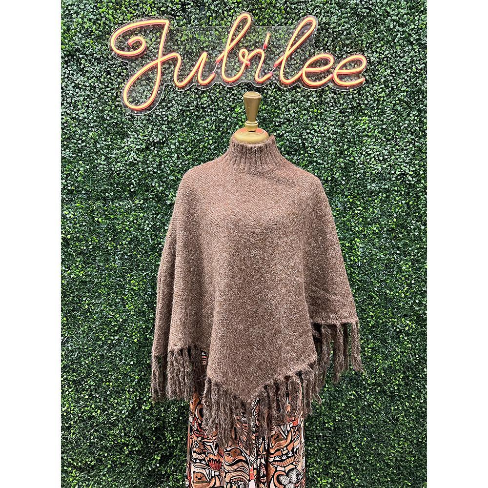 Mabel Brown Fringe Poncho