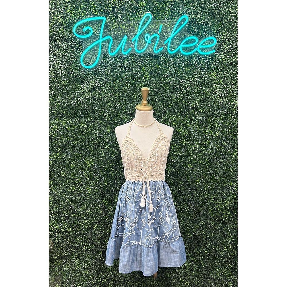Crissy Short Halter Boho Beaded Dress