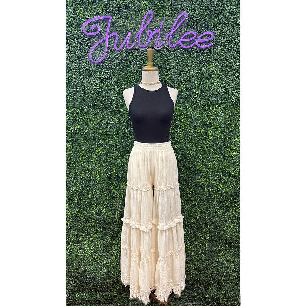 Nina Cream Lace Cotton Trousers