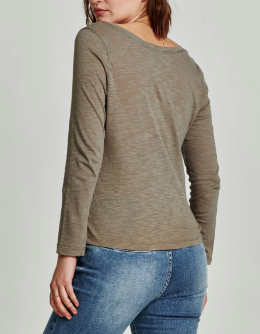 Cassie Laurel Oak Scoop Neck Slubby Tee