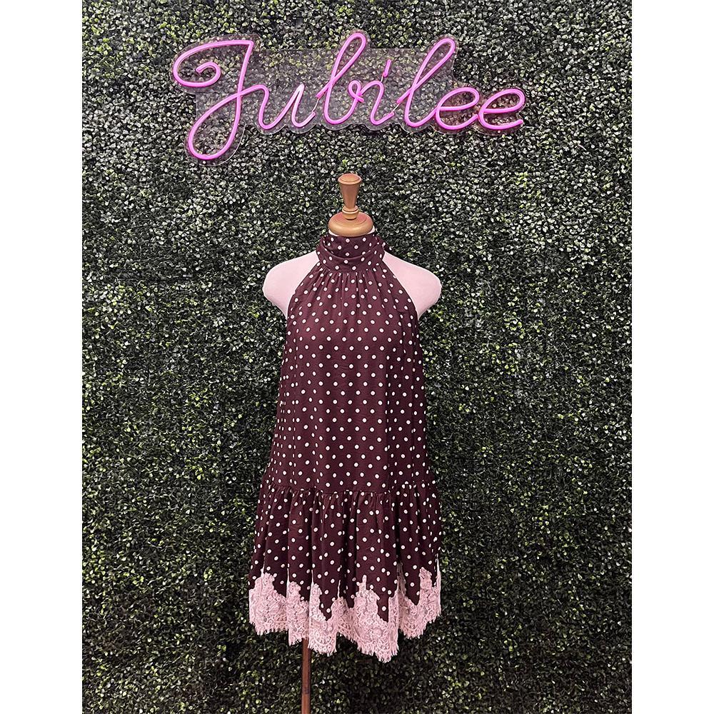 Maggie Chocolate Polka Dot Sleeveless Mini Dress