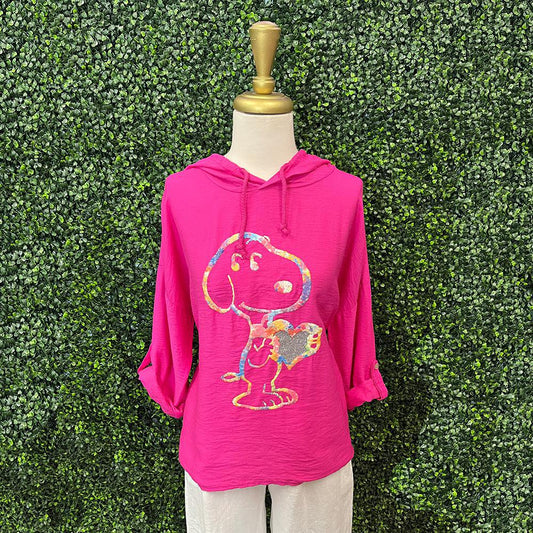 Pink Hooded Snoopy Top