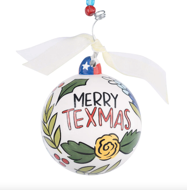 Merry Texmas Yellow Rose Ornament