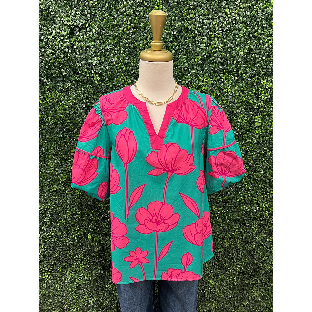 Isla Green Floral Top