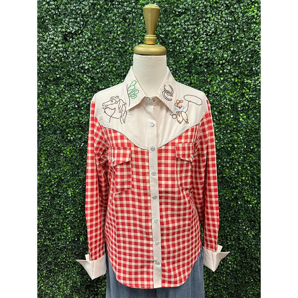 Red Cowboy Gingham Button Up