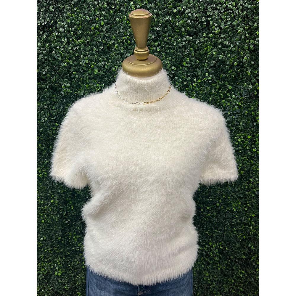 Shella White Fuzzy Tank Sweater