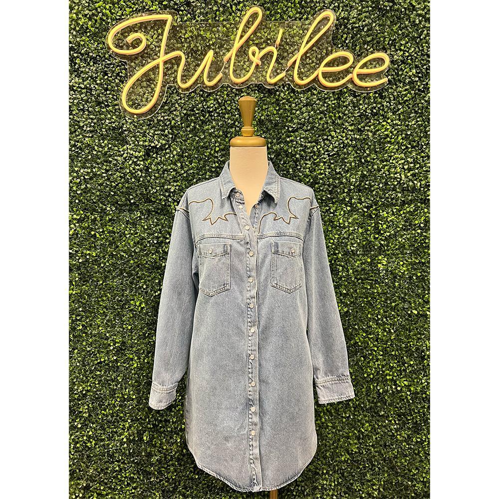 Bailey Embroidered Yoke Denim Mini Dress