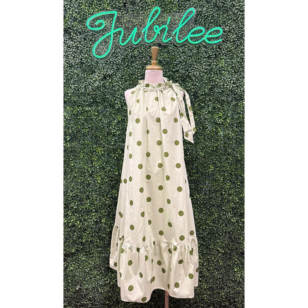 Deena Sage Polka Dot Midi Dress