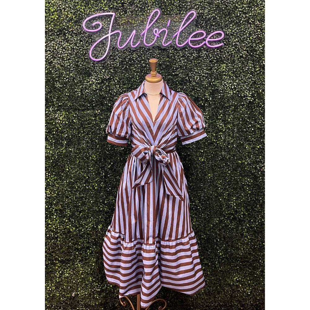 Rima Periwinkle Chocolate Midi Dress