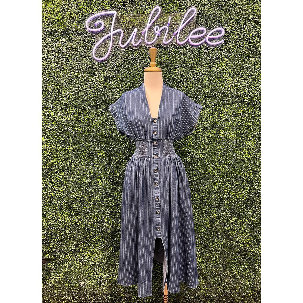 Feyre Denim Striped Dress