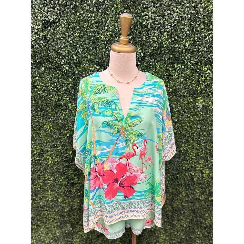 Flamingo Mint Turquoise Flow Top