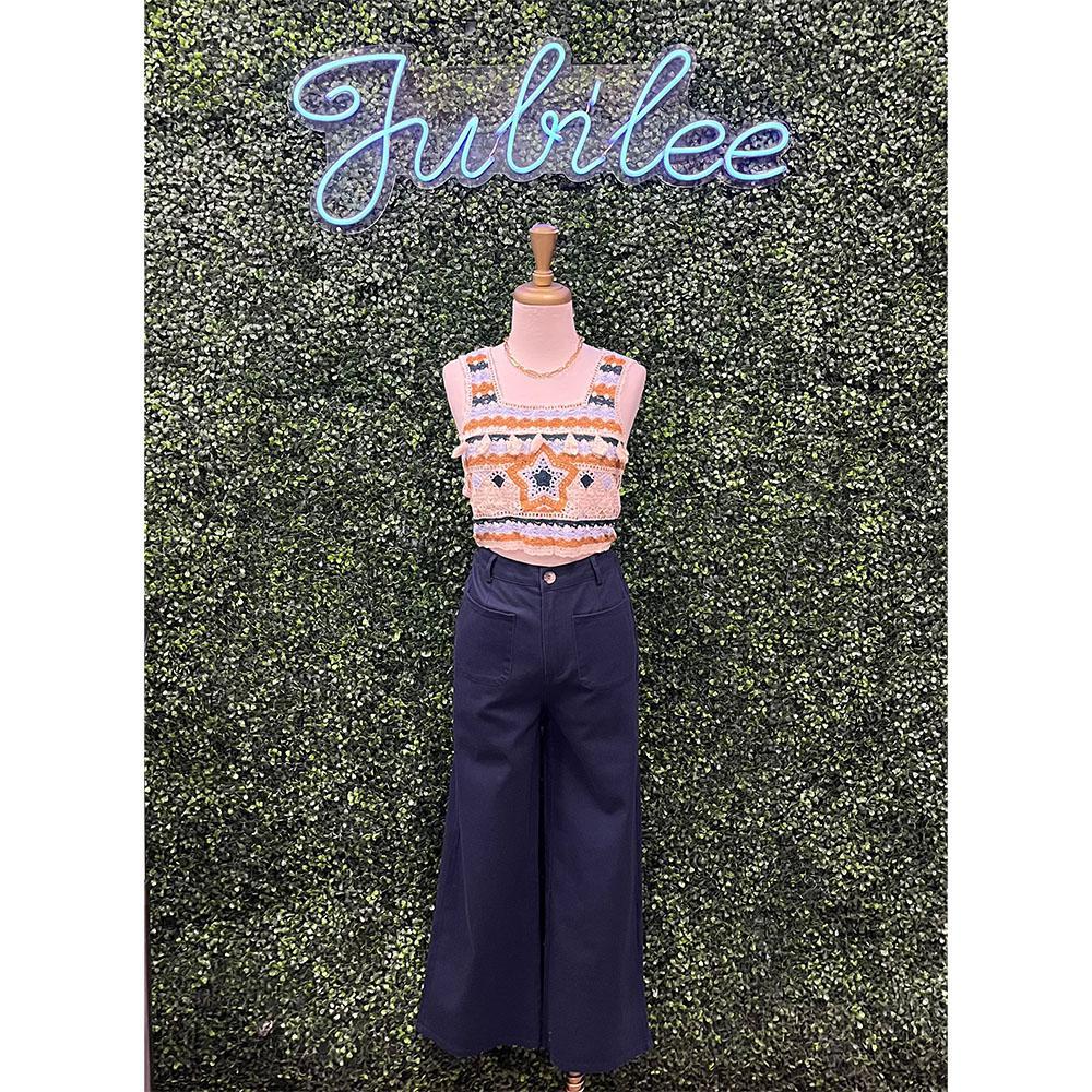 Anna Navy Wide Leg Pants