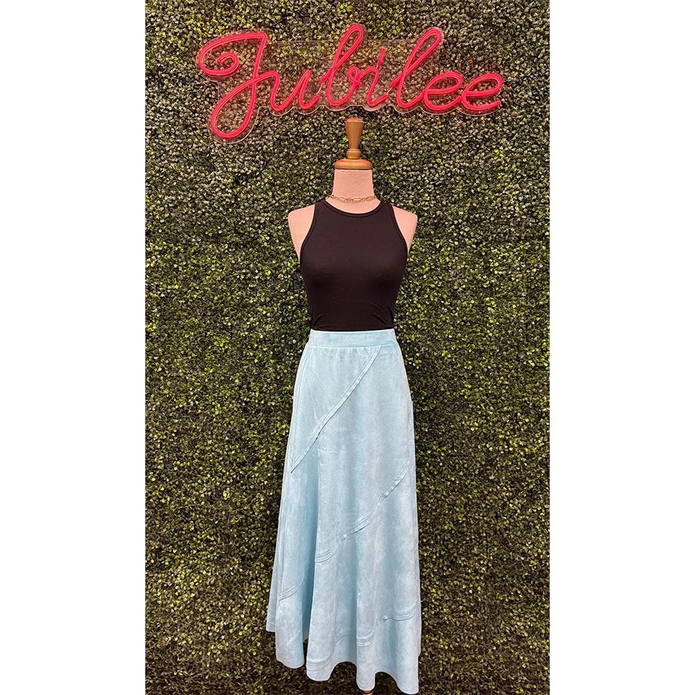 Belle Turquoise Faux Suede Skirt