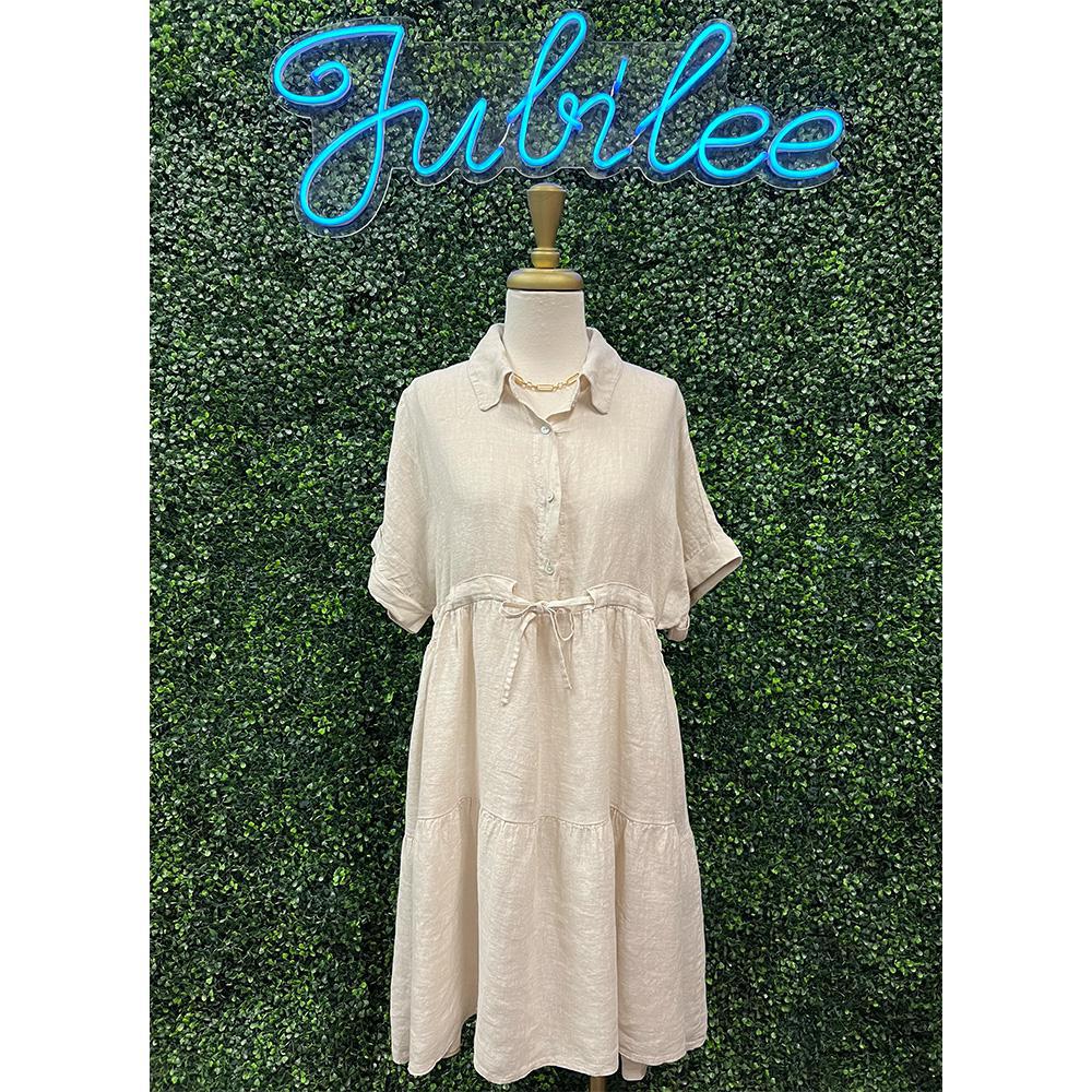 Feyre Beige Linen Dress