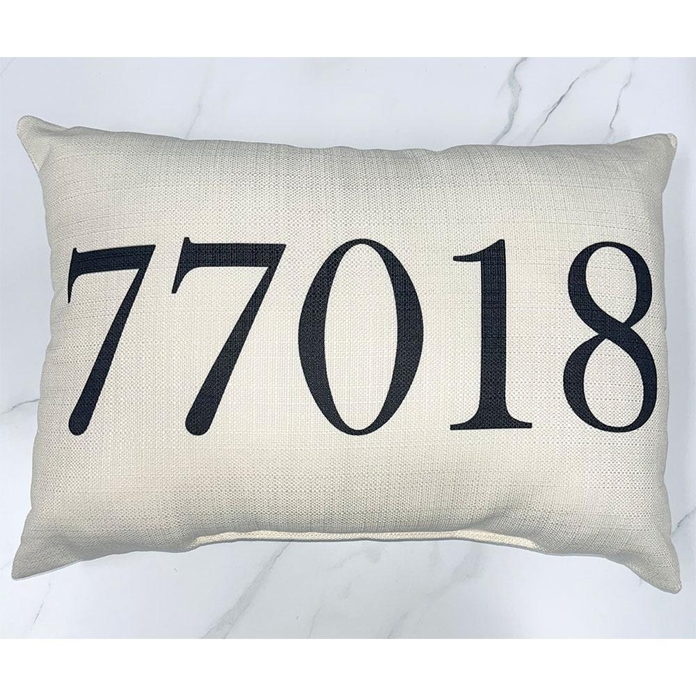 77018 Black Zip Code Pillow
