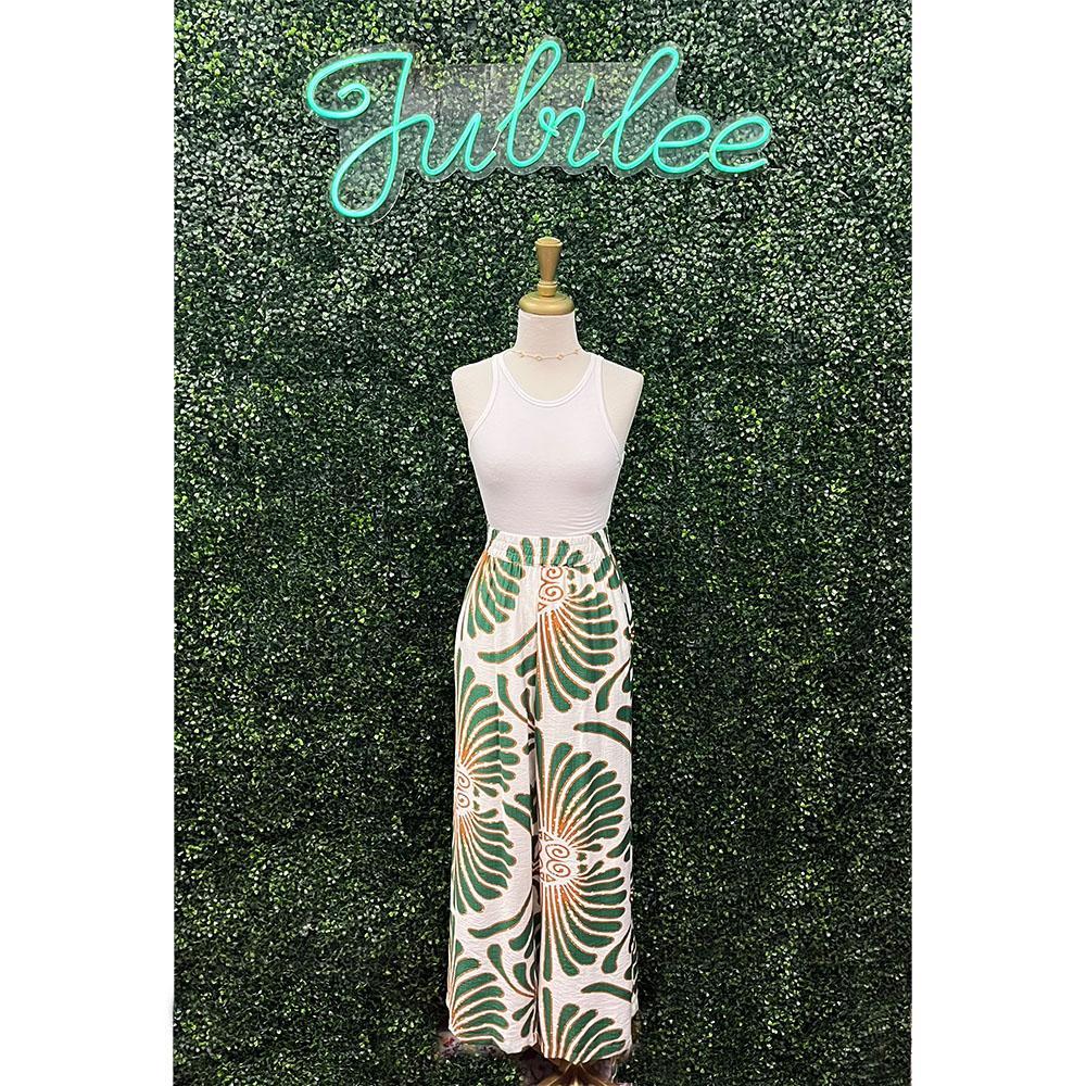 Kelly Green Print Bottoms