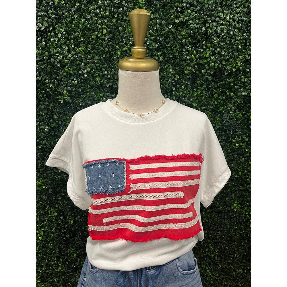 Off White American Flag Patch Tee