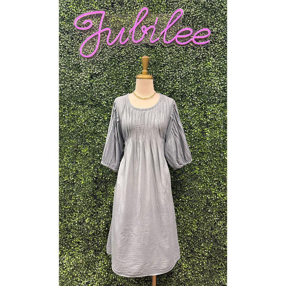 Lydia Grey-Blue Cotton Dress