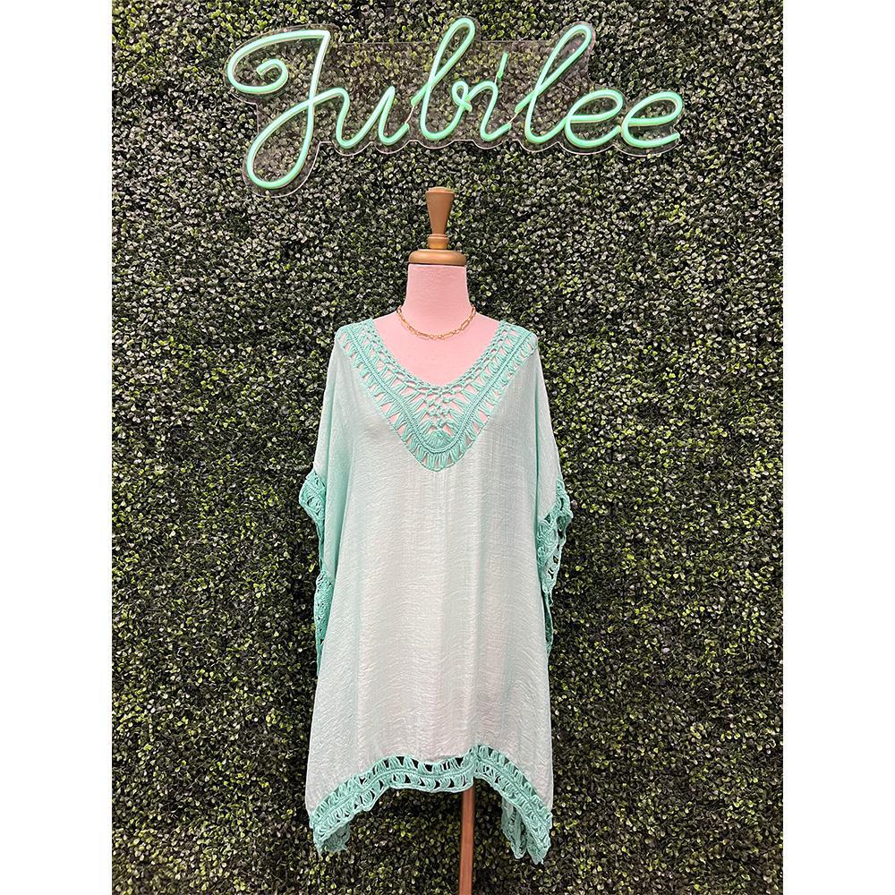 Alexis Aqua Crochet Poncho