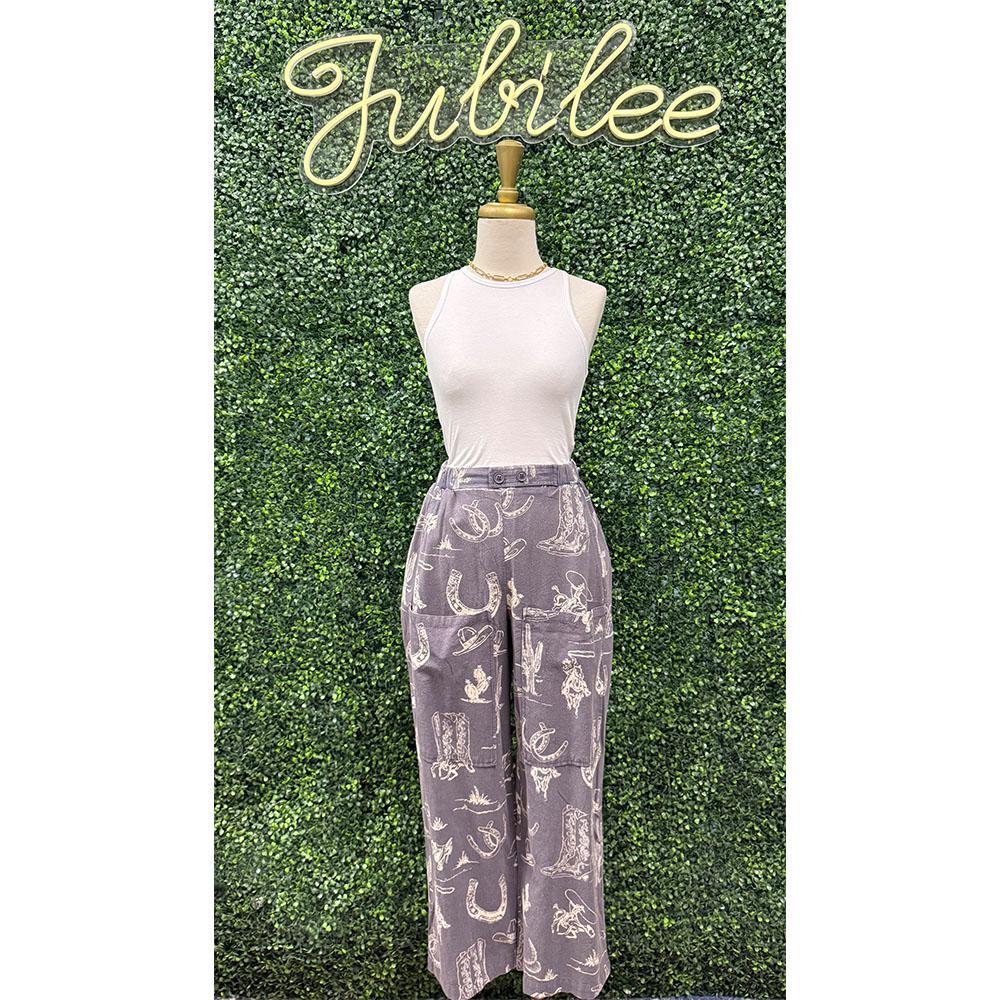 Natasha Navy Western Wide Leg Pants