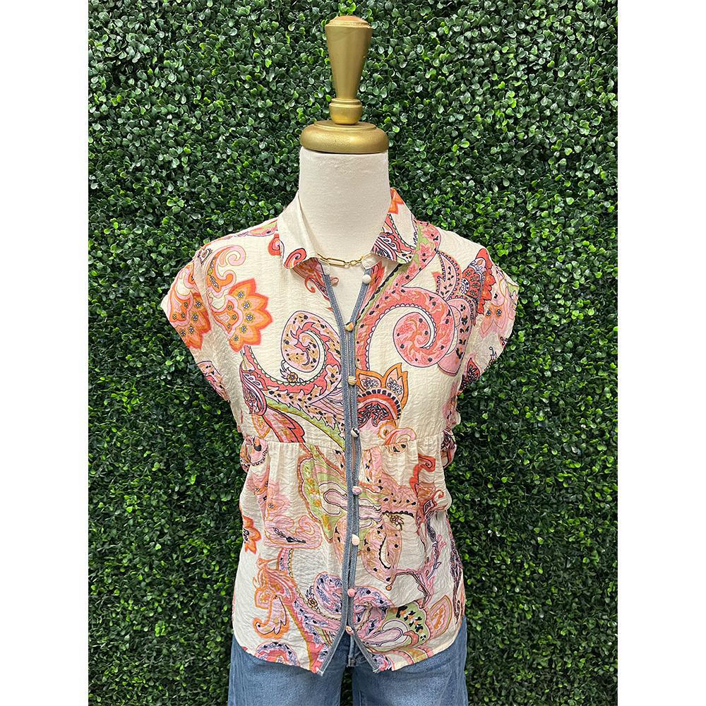 Maxine Pink Paisley Top