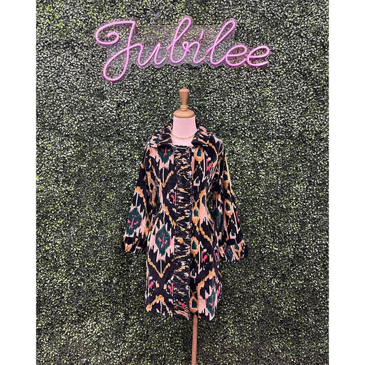 Ikat Print Velvet Jacket