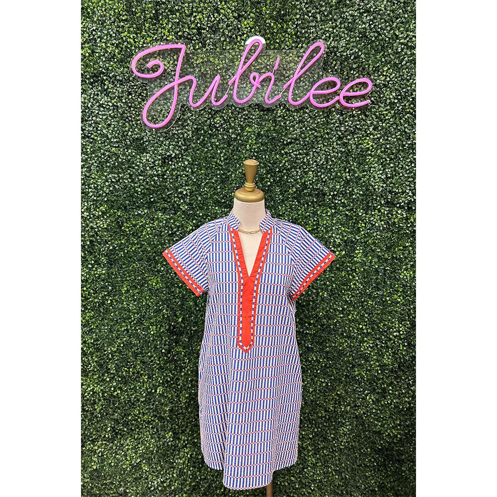Betty Sleeveless Blue Striped Dress