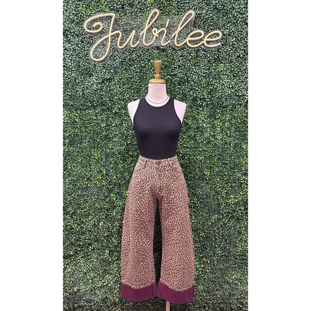 Bria Burgundy Leopard Pants
