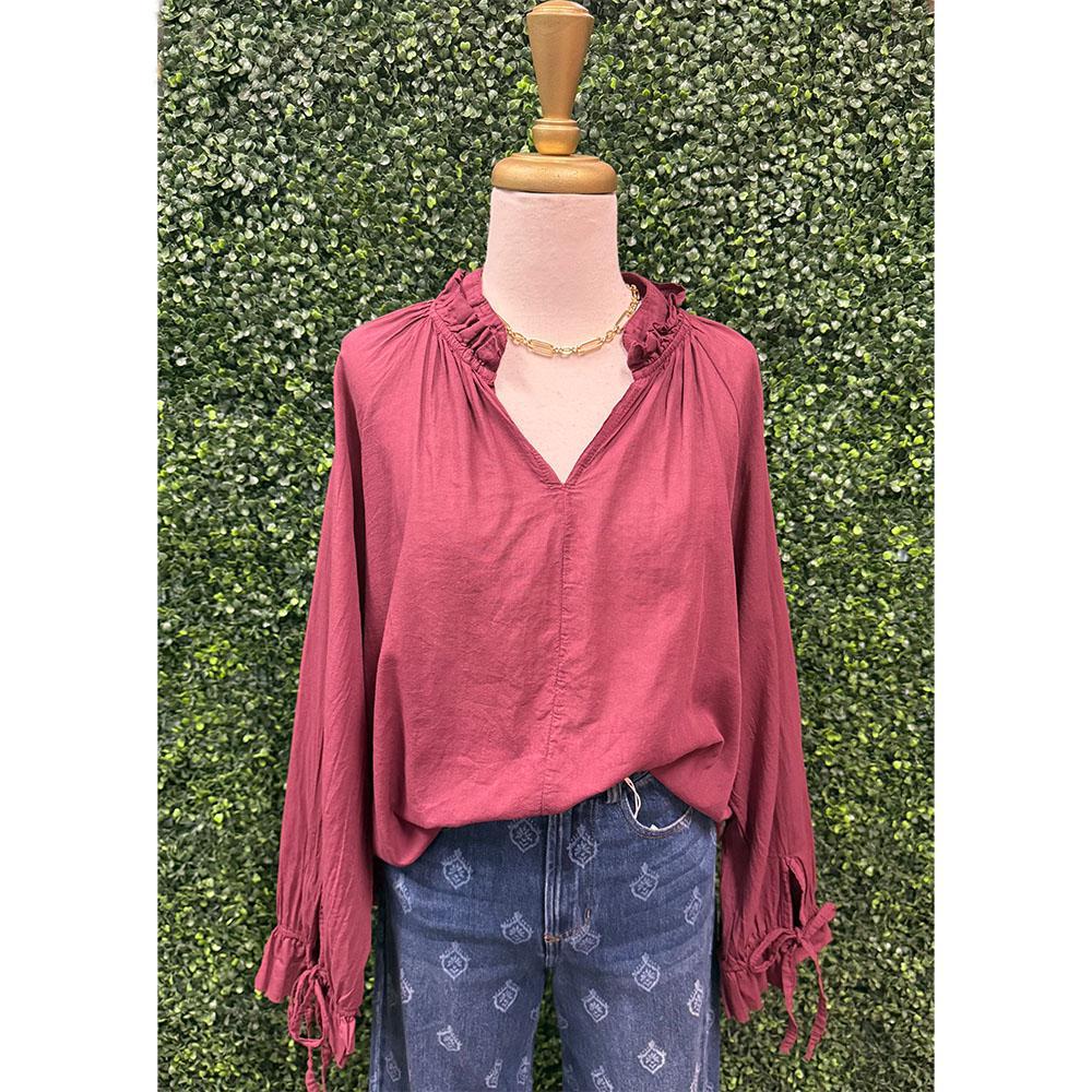 Burgundy Peasant Blouse
