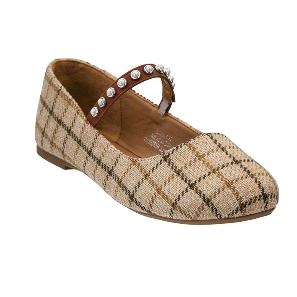 Tan Plaid Tea Time Flats