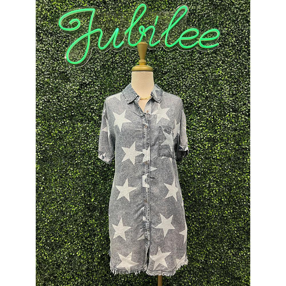 Mineral Washed Star Mini Dress
