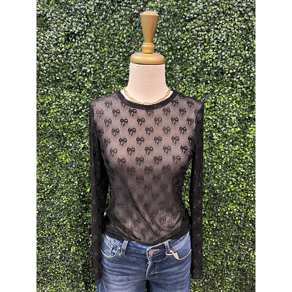 Black Bow Sheer Top