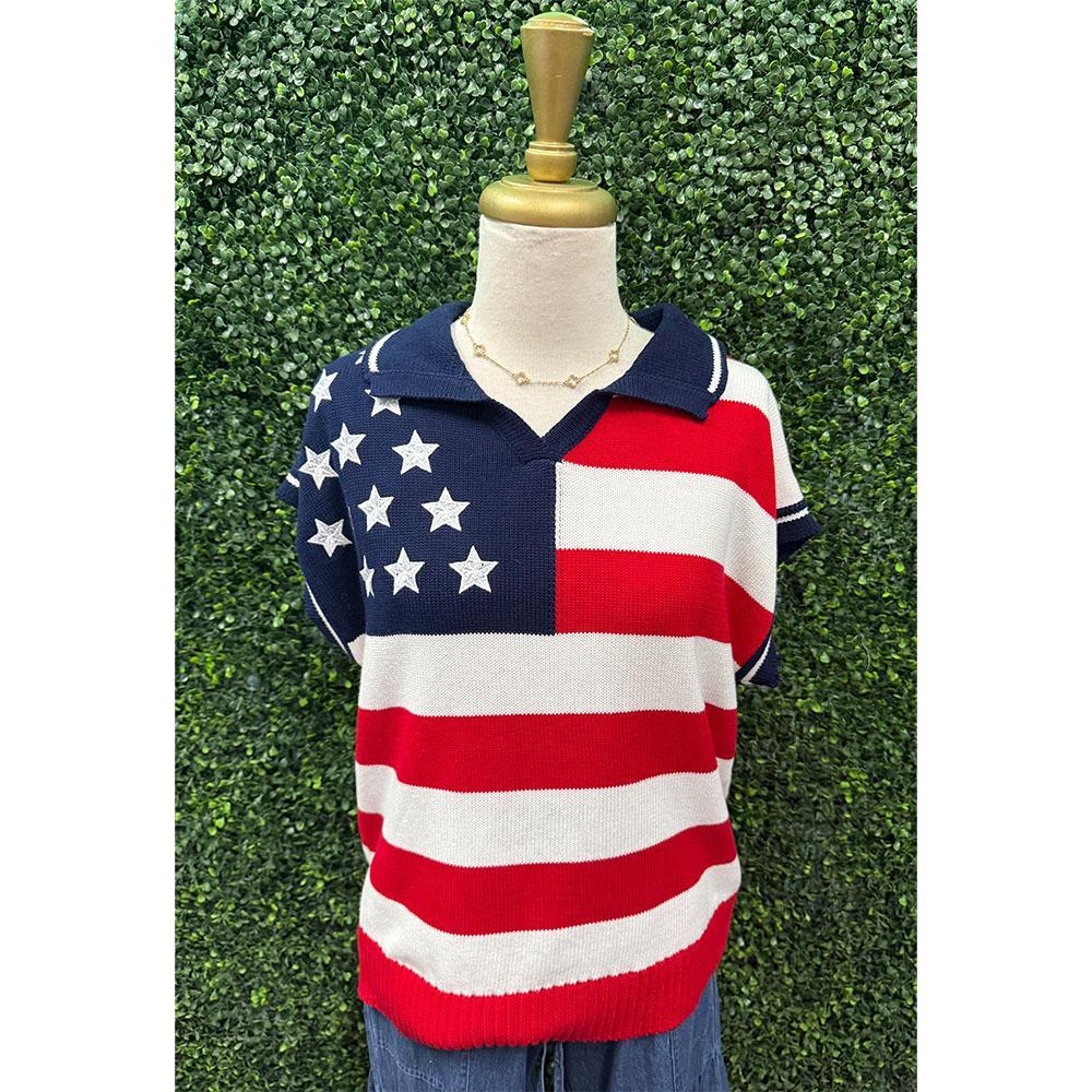 Lana Stars & Stripes Polo Top